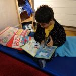 Genieten van onze 'slaapkamer' in de klas